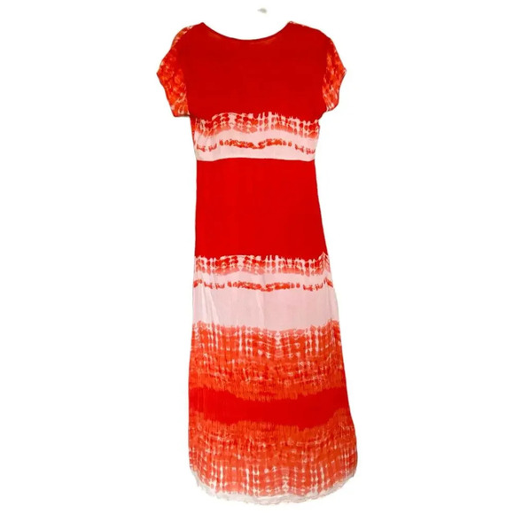ANTHROPOLOGIE Raga Poppy Orange Tie-Dye Maxi Dress Size XS Boho Earthy Hippie - Picture 4 of 7